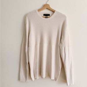 Banana Republic 100% CottonCream Ribbed-Top Crewneck Sweater